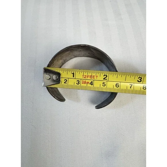 Signed HMP MEXICO Sterling Silver Turquoise Inlay Bangle Bracelet - Picture 4 of 5